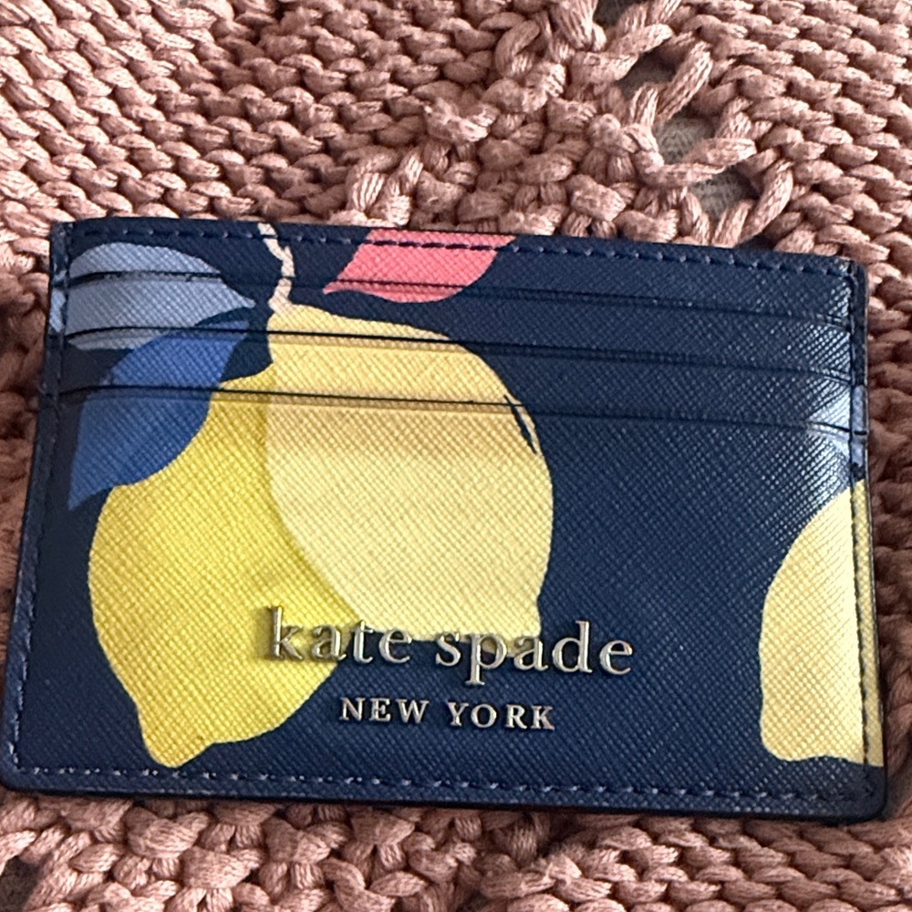 Authentic Kate Spade Blue and Yellow Lemon Card Holder